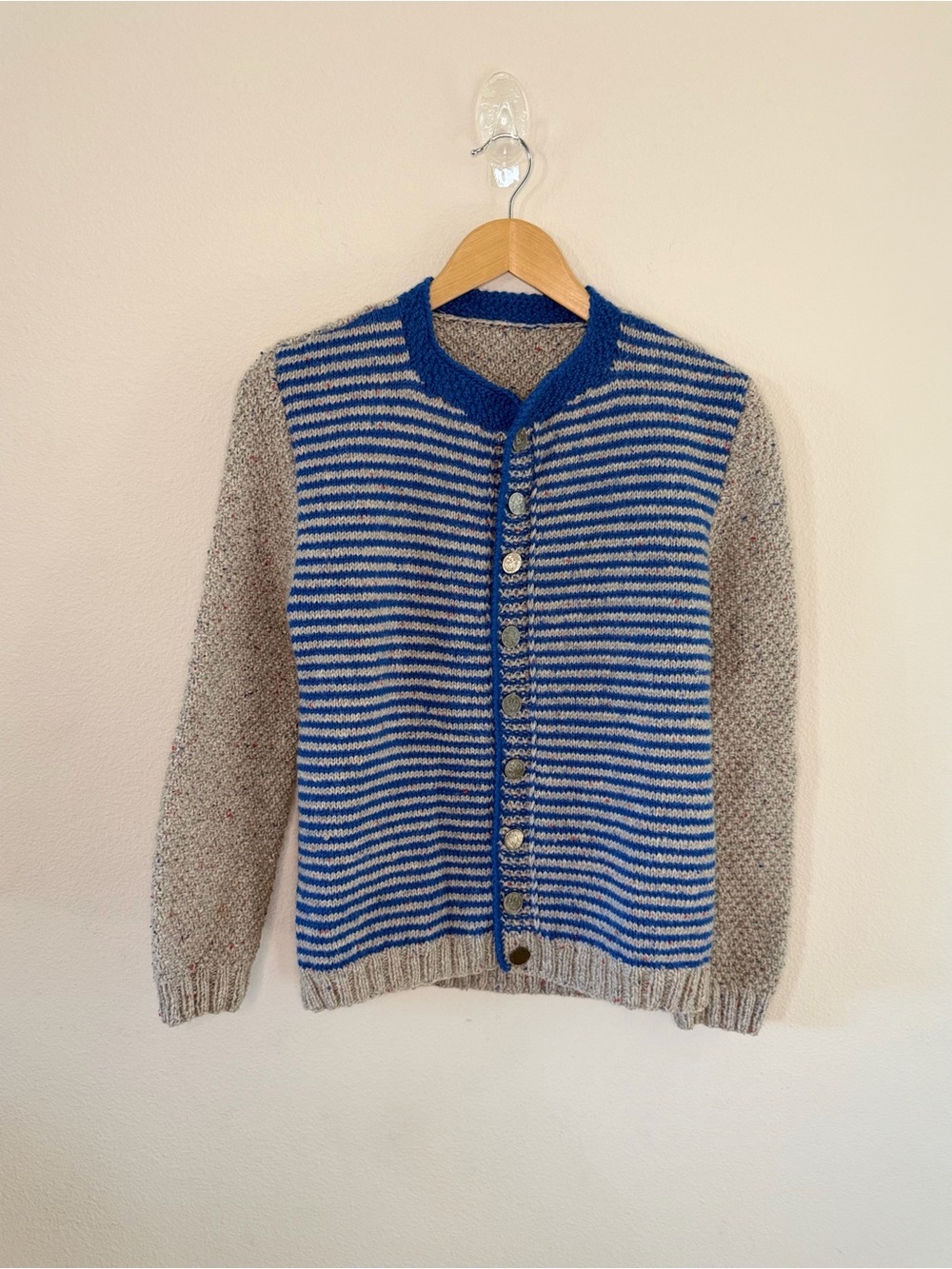 Handmade 100% Wool Cardigan Antique Buttons Est. Medium